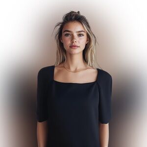 Loft Ann Taylor BLACK blouse size medium spandex short sleeve zipper back peplum